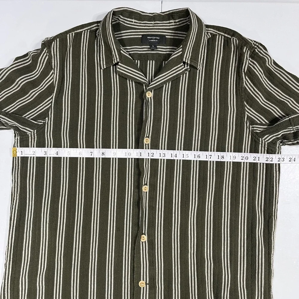 Banana Republic Heritage Old Money Mens Large Striped Short Sleeve Camp Shirt